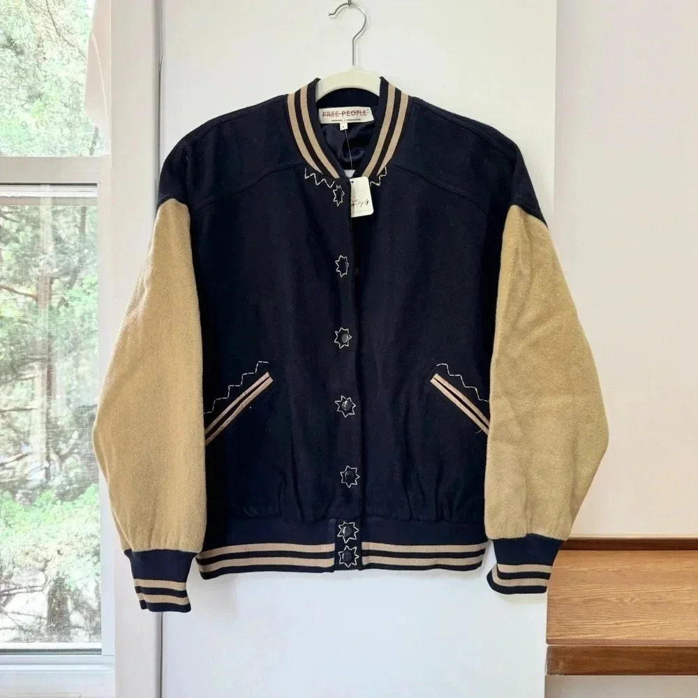 NWT Free People Home Run Varsity Bomber Jacket - Picture 4 of 16